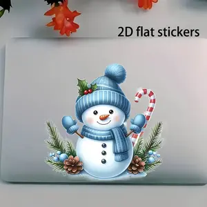2D flat, exquisite snowman vinyl sticker, Truck decals - cartoon style winter sticker, self-adhesive and smooth surface, suitable for cars, laptops, trucks, motorcycles, windows, walls - holiday decoration, car stickers/outdoor, car accessories