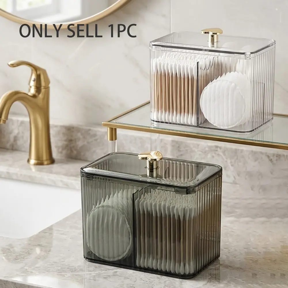 Transparent Bathroom Storage Box with Lid, 3-Grid Cosmetic Organizer, Makeup Tool Storage Case for Vanity, Durable Lightweight Plastic Organizer, Home Storage Supplies, Cosmetic Organiser