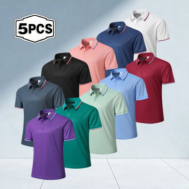 Summer men's polo shirt ice silk thin breathable quick drying short sleeved versatile T-shirt business casual sports collar top Polo Style Shortsleeve Menswear