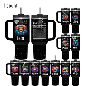 Constellation Pattern Tumbler, 40oz/1100ml Stainless Steel Double Wall Vacuum Insulated Tumbler, Vacuum Insulated Flask, Zodiac Gifts for Women and Men, Tumbler with Handle, Drinkware Stylish Flasks, Insulated Travel Drinkware