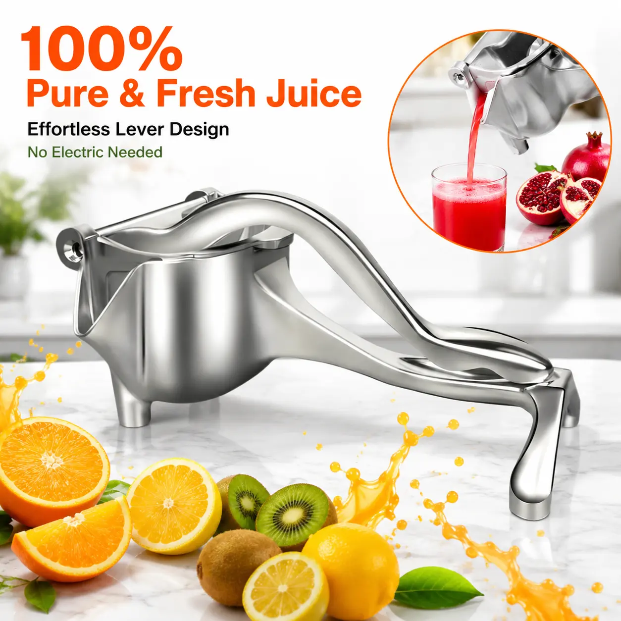 Sturdy Aluminum Alloy Kitchen Citrus Juicer - Handheld Manual Cold Press Squeezer with Handles, Detachable Extractor for Soft Juicy Fruits (Limes, Lemons, Oranges)