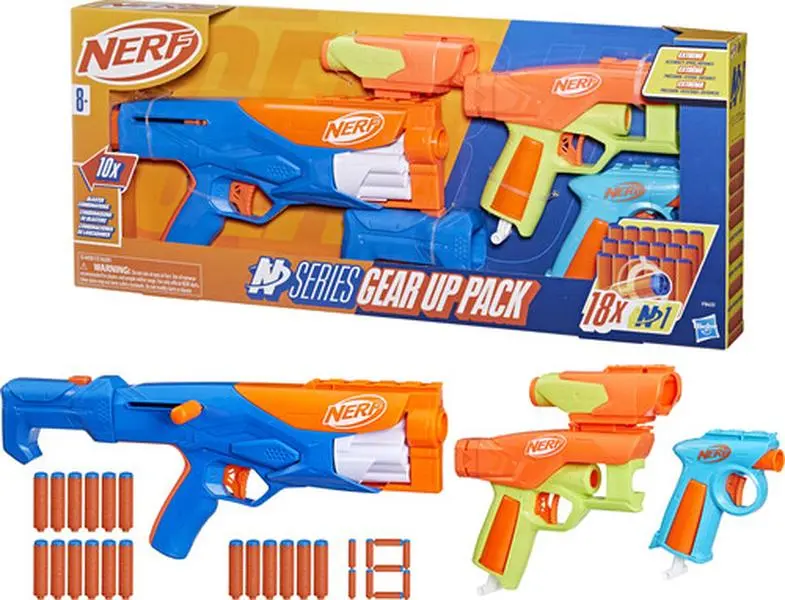 Nerf N-Series Gear Up Blaster Set with Bolt, Scope, Stock & Distance-Enhancing Features [Collectibles], High Speed