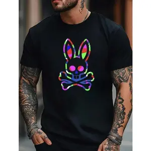 Men's Cotton Short Sleeve T Shirt Casual Simple Style Cartoon Print Crewneck Regular Fit Top Cool Graphic Tee Streetwear Aesthetic Unique Design Premium Quality Unisex