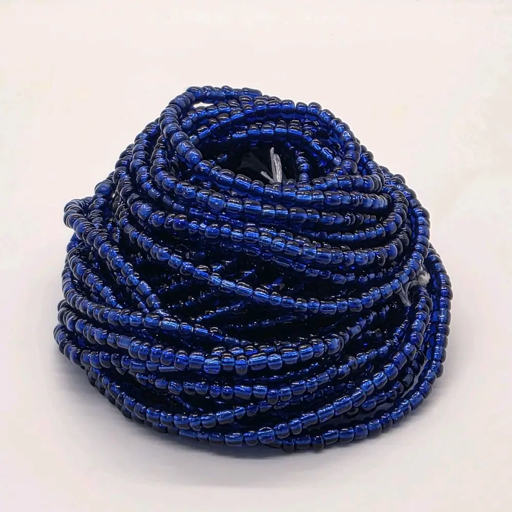 Blue silver-lined waist beads