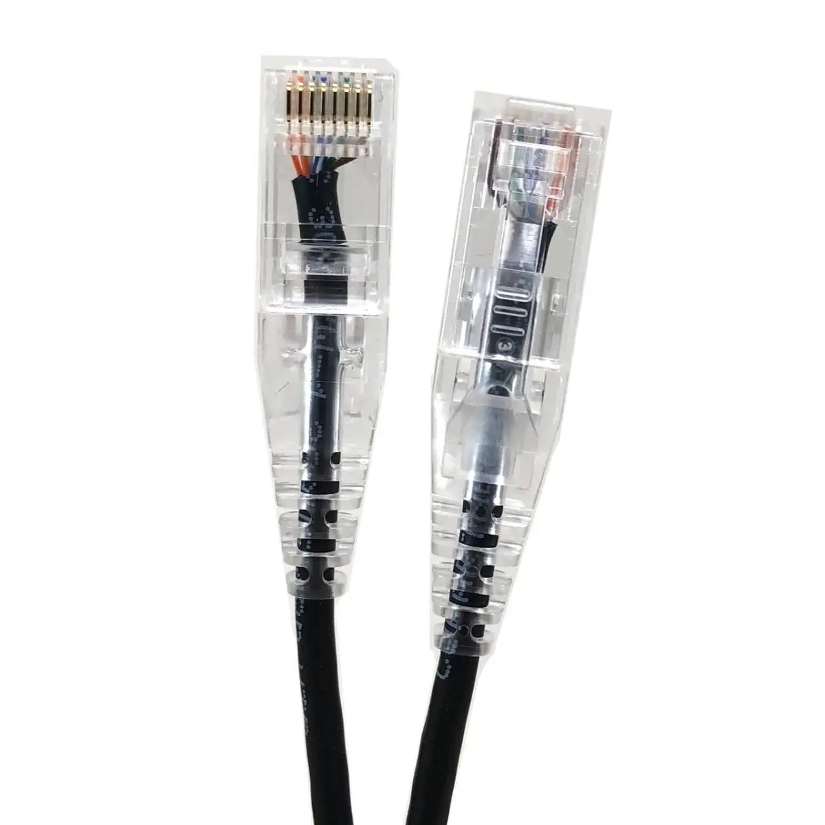 Micro Connectors Cat6 UTP RJ45 Ethernet Patch Cables - 25 ft, 28AWG, Black, 50% Smaller Outer Jacket, Slim Profile, Snagless Molded Design, Tangle-Free Latch, Pure Copper Wire, Pack of 5, Ideal for Data Centers (Improved Airflow, Lower Operating Costs)