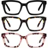 RESJOK Unisex 3-Pack Lightweight Tac Plastic Tortoiseshell Square Reading Glasses - Adjustable Spring Hinge, Blue Light Blocking, Anti-Glare, UV Protection, High Definition Lenses, Eyestrain Reduction, Gift Box Included (Eye Fashion Gift for Colleagues),f