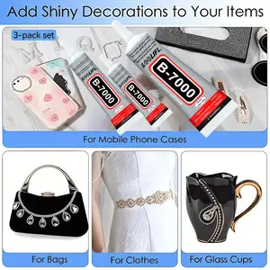 B7000 Strong DIY Glue Set, Multi Purpose Glue, Instant Adhesive, Transparent Flexible No-Trace, Jewelry Making, Electronics Repair, Model Building