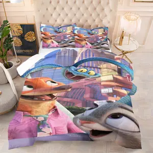 Crazy Zootopia cartoon image printed pattern blanket, including 1 blanket and 1 or 2 pillowcases without cores, suitable for home or dormitory decoration, very suitable for Christmas gifts
