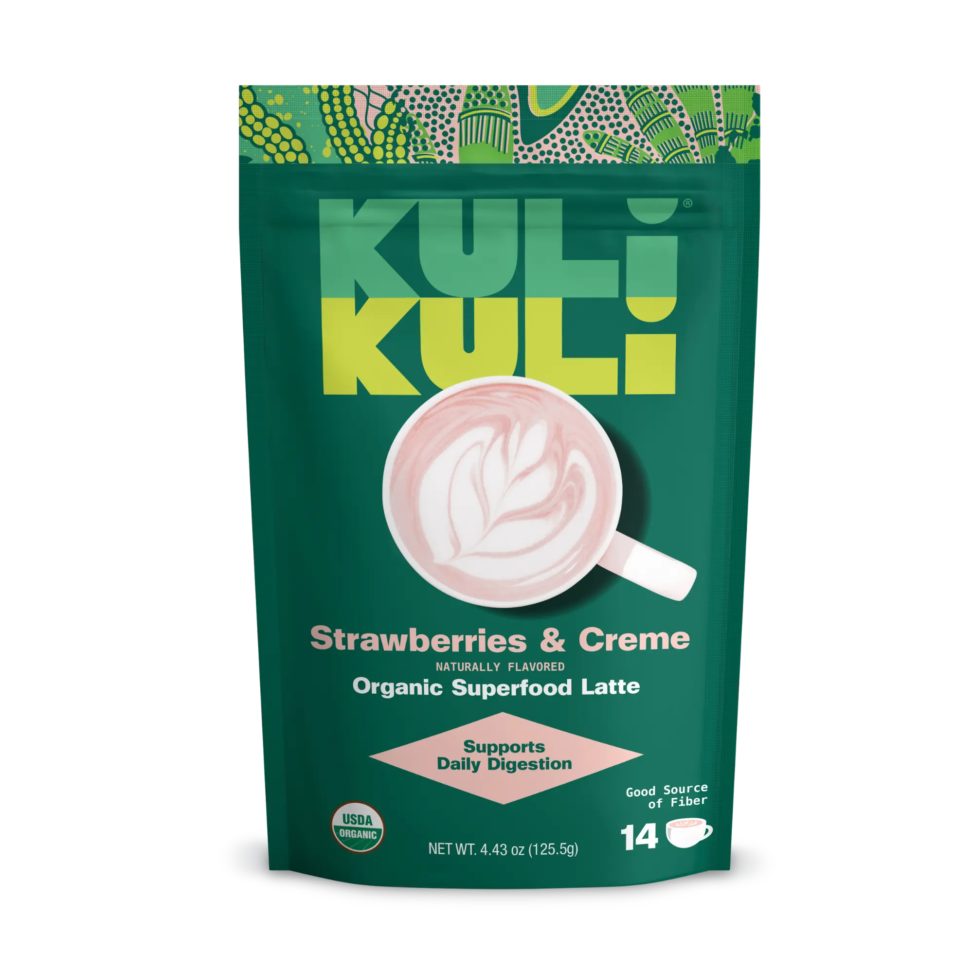 KULI KULI Superfood Latte - Strawberries & Creme - Coffee Alternative with Zero Caffeine and <1g of Sugar