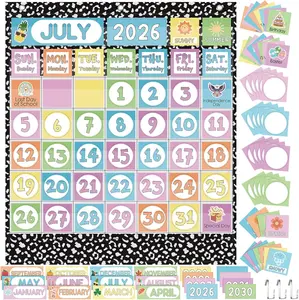 Back to School Classroom Calendar Pocket Chart Set with Activity Cards, Cute Cartoon Calendar Bulletin Board Decoration, Teacher Daily Schedule Organizer for Homeschool Preschool Supplies