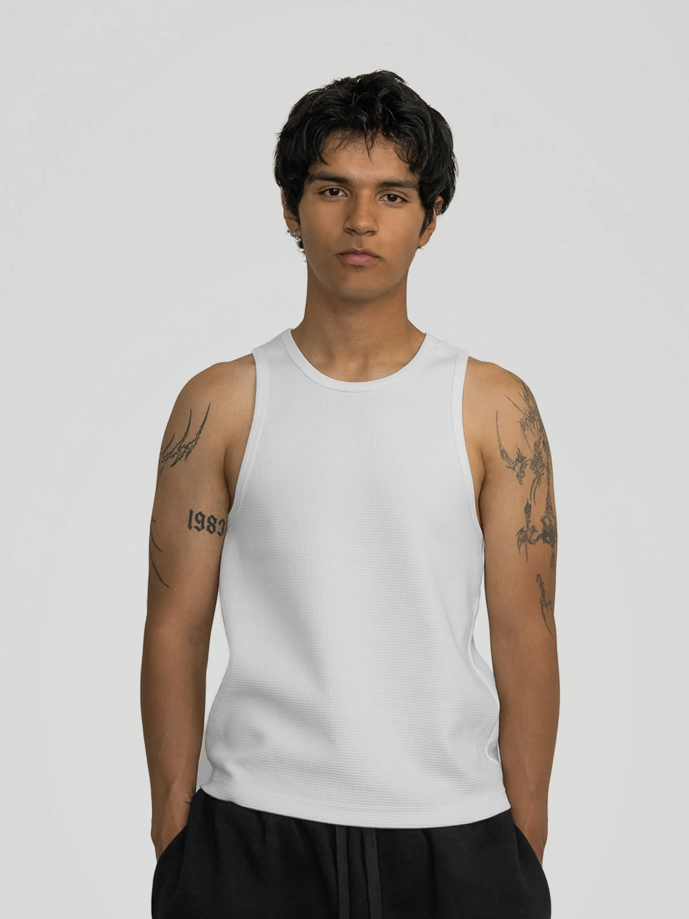 'White' Waffle Knit Tank Top