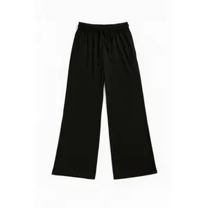 Unisex French Terry Wide-Leg Pants 60% Cotton 40% Polyester Relaxed Fit Drawstring Waist Side Pockets All Seasons Machine Washable Korean Minimalist Style