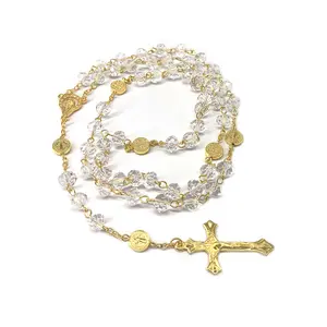 Crystal Rosary Beads With Crucifix, Catholic Rosary Necklace Cross Necklaces Religious Catholic Rosaries Beads Collection
