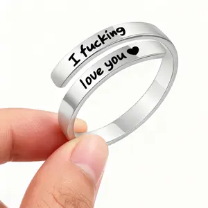 Twisted jewelry for men, I fucking love you open ring, women's letter jewelry, engraved stainless steel ring