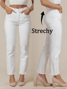 Women's Loose Straight Leg Jeans, Comfortable Denim Jeans for Daily Wear, Stylish Chic Ladies' Fashion Bottoms