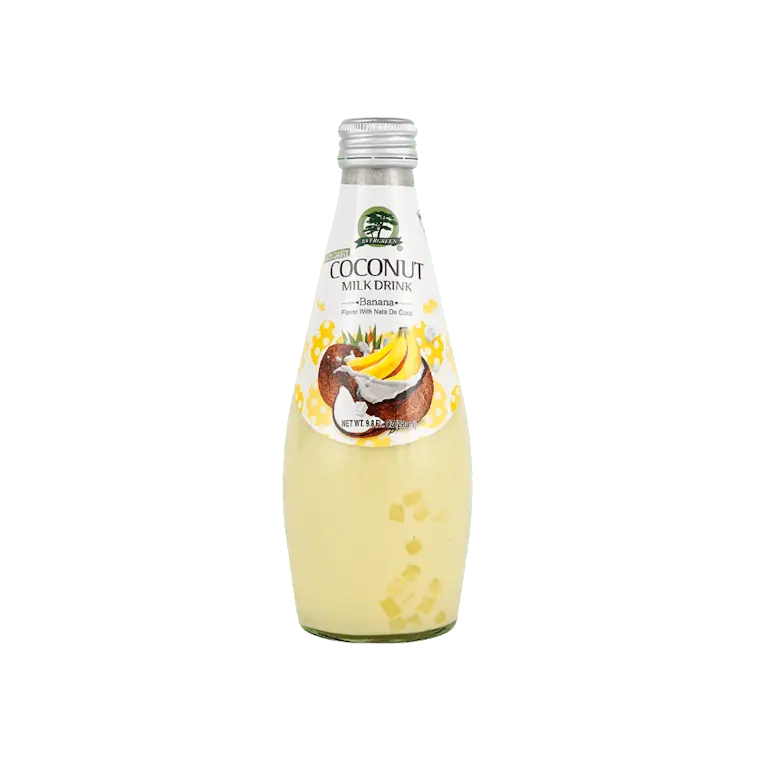 Evergreen Refrigerated Banana-Flavored Coconut Milk Drink, 9.8 oz, No Added Sugar, No Artificial Ingredients