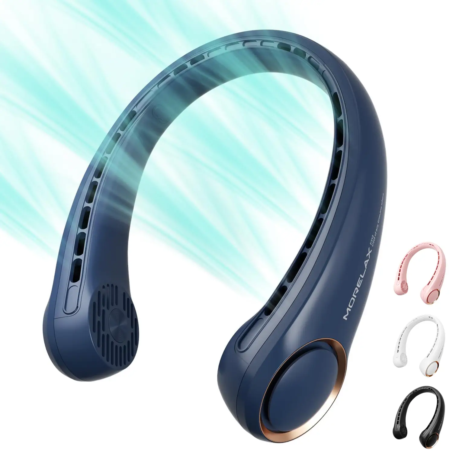 Neck Fan, USB Rechargeable Personal Fan, 3 Speeds Adjustable Powerful Strong Wind 360° Cooling, Quiet, No Blade Design, No Hair Twisting, Summer Gifts