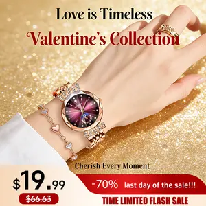 VEADONS Luxury Women's Jewelry Watch Diamond Cut Crystal Stainless Steel Case Water Resistant Moon Star Sun Design Elegant Wristwatch Perfect Gift for Her