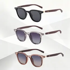 3 Pack  Dark Brown Retro Wood-Leg Square Sunglasses for Women  Fashion Sunshade Glasses Flattering on Round Faces - Stylish UV400 Protection Eyewear