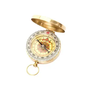 Outdoor Brass Compass Flip Compass Luminous Pocket Watch Compass Durable Small Convenient Pointing Accurate