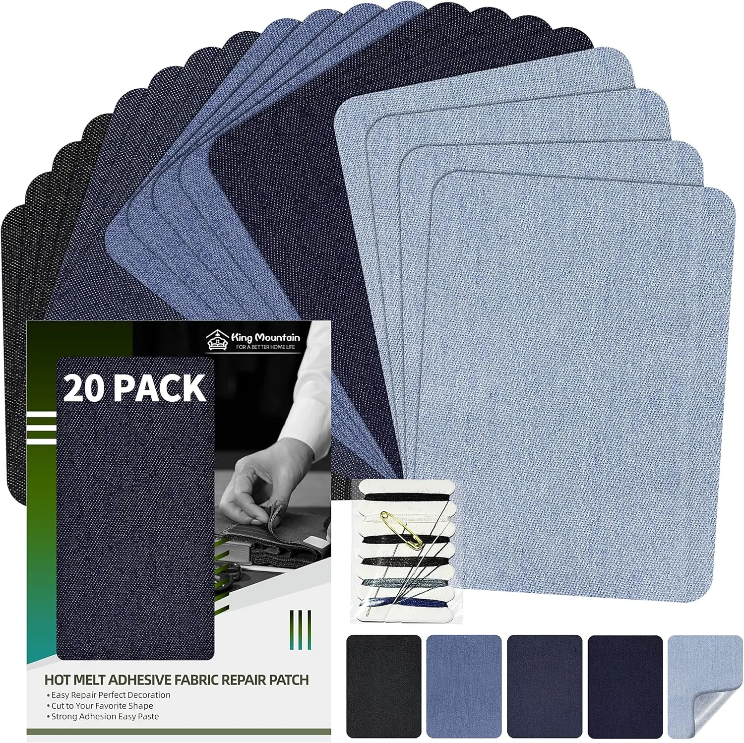 Iron-on Repair Patch 20 Pcs Pack,Denim Patches