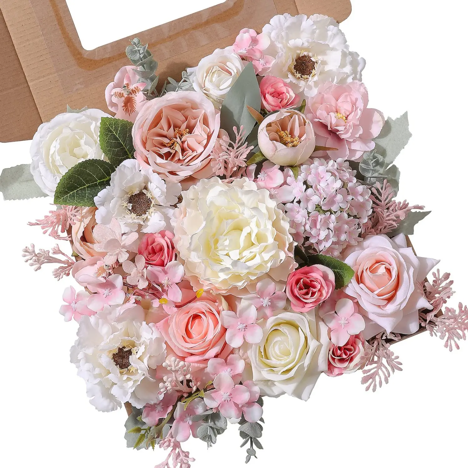 Realistic-Look Romantic Silk Artificial Flowers Combo Pack, Handmade Decorative Flower Set with Fake Roses for Christmas DIY Projects, Wedding Floral Arrangements (Kitchen Specialty Decor Accessory)