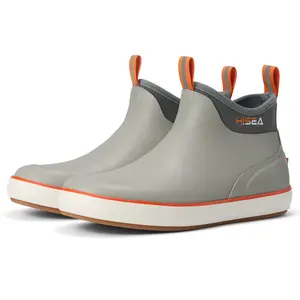 HISEA Men's Deck Boots, Wide Toe Mens Rain Boots Waterproof Fishing Boots Anti-Slip Ankle High Breathable Neoprene Lining Rubber Boots Casual Walking Shoes