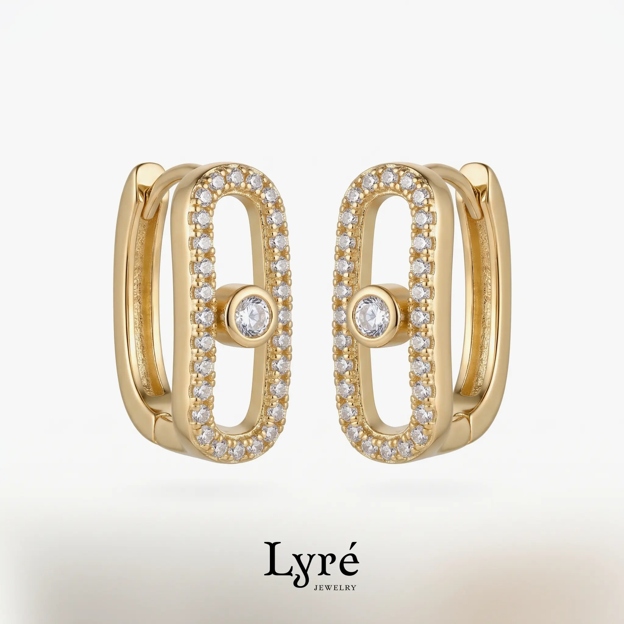 Messe Pavé Paperclip Huggie Earrings | ER023