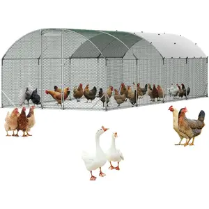 VEVOR Large Metal Chicken Coop, 9.8x 9.8x 6.6 ft, Walk-in Chicken Run House with Waterproof Cover Sturdy Frame, Spire Roof Poultry Cage Duck Pen for Rabbit Hen Goose Outdoor Backyard Farm UseVEVOR Super Brand Day