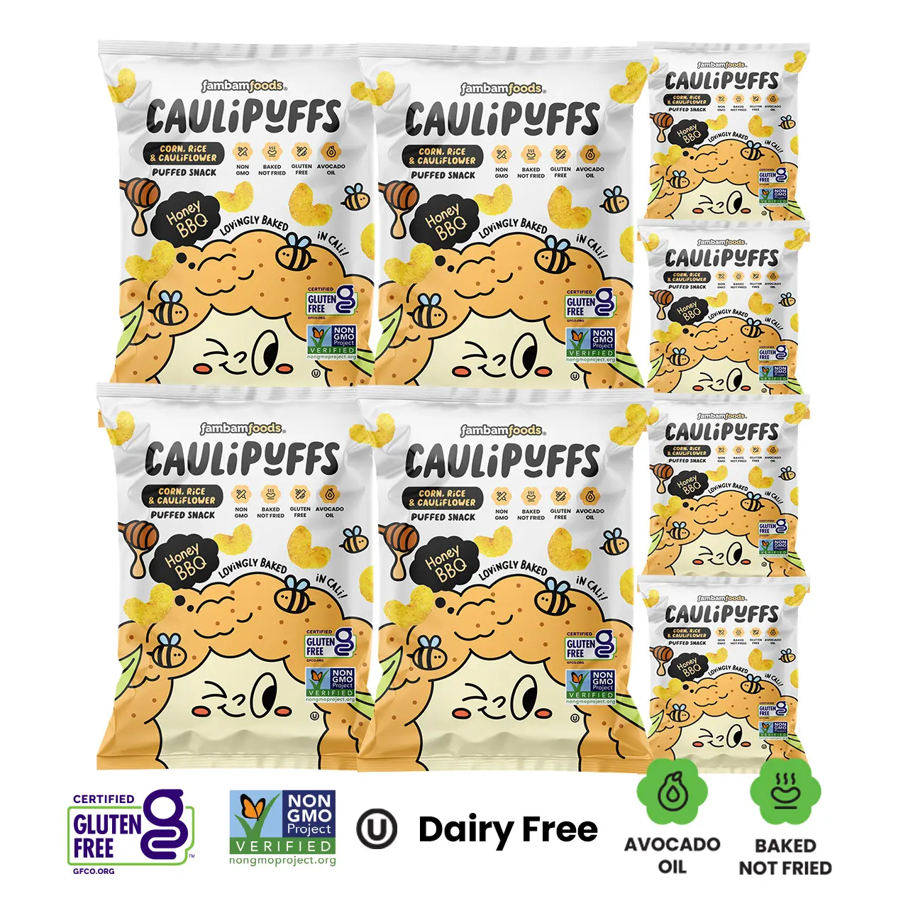 CauliPuffs Honey BBQ Big Bundle - 4 Large Bags + 4 Small Bags CauliPuffs Honey BBQ Big Bundle - 4 Large Bags + 4 Small Bags