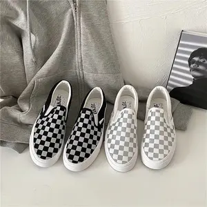 Classic Slip-On Checkerboard Shoe - White Pewter Grey Check