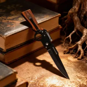 Portable folding knife, suitable for camping, barbecue, fishing, hiking, pocket clip, safety lock, Valentine's Day, Christmas, Halloween gift for male friends.