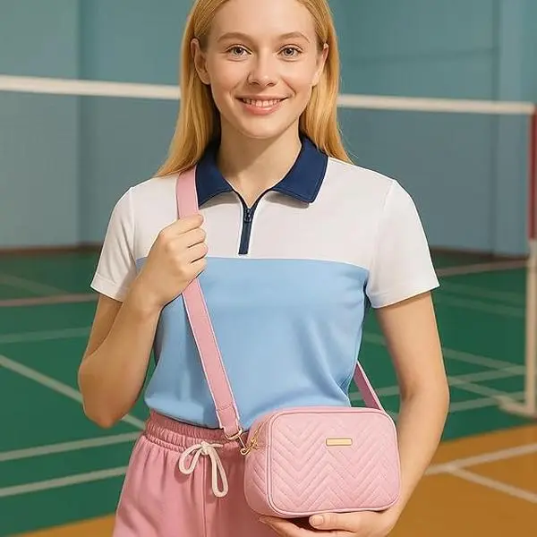 Quilted Crossbody Camera Bag, Wide Strap Sling Purse for Everyday & Casual Style