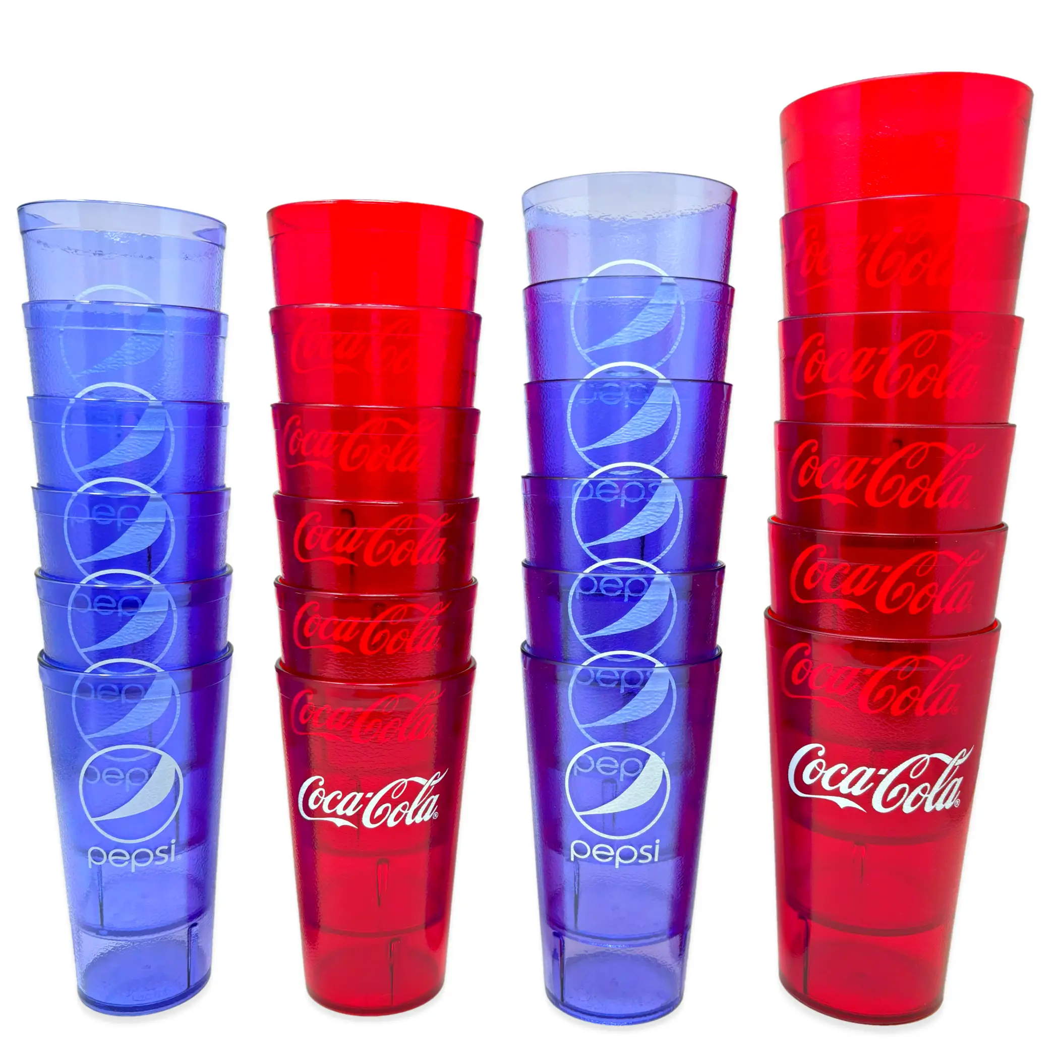 20-32oz Restaurant Grade Red-Blue Heavy-Duty Plastic Tumblers - Reusable, Shatterproof, Stackable, BPA Free Drinkware Cups