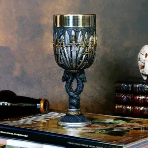 Medieval Swords Dragon Wine Goblet - GOT D&D Game Chalice of Merchandise  7oz Stainless Steel Drinking Cup Fantasy Dungeons and Dragons Party Gifts for Birthday Men Women wineglasses