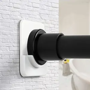 Adhesive Shower Curtain Rod Holder | No Drilling, Sticking them up Or Easy places to drill for a fixture |  Hold | 2 Pack, White (Rod Not Included)