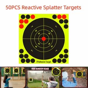 50PCS Reactive Splatter Targets,8Inch,Self-Adhesive,Paper Material,Color Changing,High Contrast,for Shooting and Archery Practice