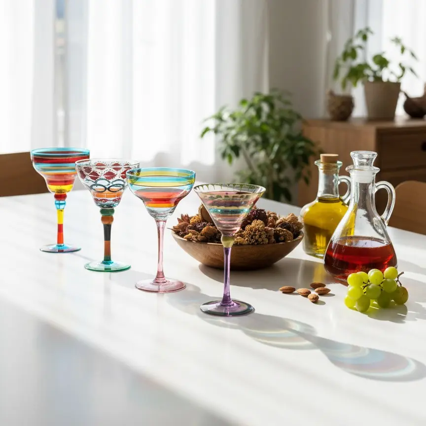 Hand Painted Martini Glass - Fancy Artisan Lolita Martini Glasses with Stem - Best Gift for Woman - Crystal Martini Glass for Bar, Martini, Cosmopolitan, Manhattan
