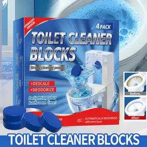 [Deodorizing Miracle] Toilet Cleaner Blue Bubble Deodorizer, Fragrance Retaining Block, Stain Remover, Bathroom Toilet CleanerAny Toilet, Removes Stains and Odors，Toilet Cleaner Blocks - 4 Pack