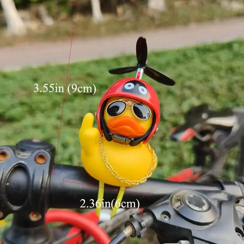 New! Funny  Rubber Duck for Bike Car Dashboard Decorations Yellow Duck with Propeller Motorcycle Car Decoration