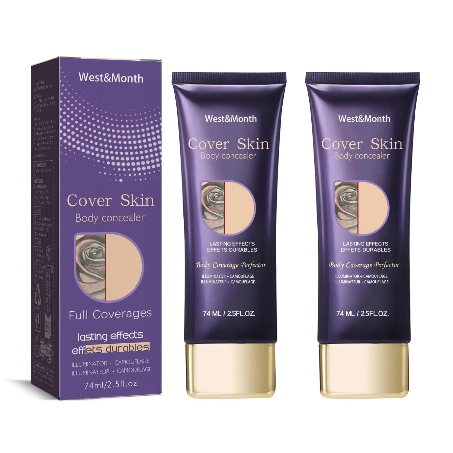 Tattoo Cover-Up Cosmetics, 2-Pack Waterproof Full-Coverage Body Cream, Long-Lasting & Transfer-Resistant Concealer for Tattoos and Scars