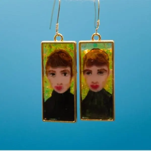 Old Hollywood Audrey Hepburn Hand-painted Resin Earrings Classic Hollywood Glamour Vintage Fashion Iconic Style