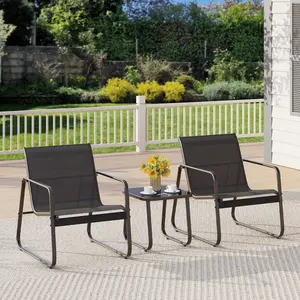 Gizoon Patio Chairs Set of 2 Patio Fumiture Set with Metal Frame Glass Table Outdoor Chairs Set of 2 for Balcony Bistro Table and Chair Set for Lawn