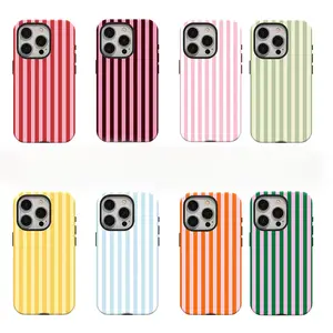 Colorful striped phone case Cover for iphone 17 pro max 16 Plus 15 14 13 12 11 Plus Fashion Trendy Anti-Stain Durable Lightweight Protection Shockproof Matte Texture Elegant Luxury Gift High