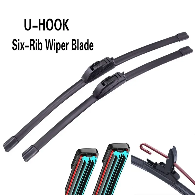 1-piece set of upgraded car wiper blades, Automotive replacement windshield wiper blades, with six rubber strips and boneless wipers featuring a U-shaped interface, universal 14-26 inches, fits 95% of car models, Windshield Wipers By Vehicle, Auto Parts