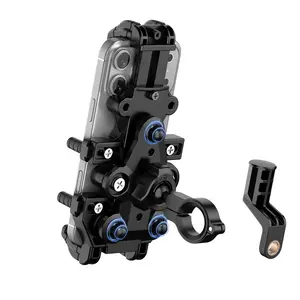 Motorcycle Phone Mount with Vibration Dampener Anti-Shake Bike Phone Holder Aluminum Alloy Handlebar Clamp One-Handed Operation Fits 5.7"-8.1" Smartphones