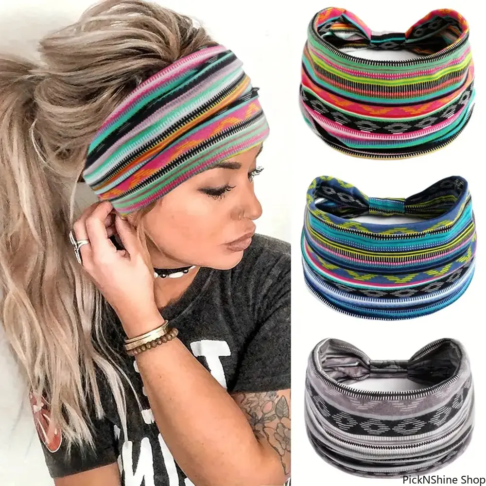 Women's Bohemian Cotton Headband, Soft Wide Elastic Hair Wrap, Lightweight Accessory for Daily, Beach and Graduation, Graduation Headband, Boho Hair Accessories, Headbands, Boho Headband