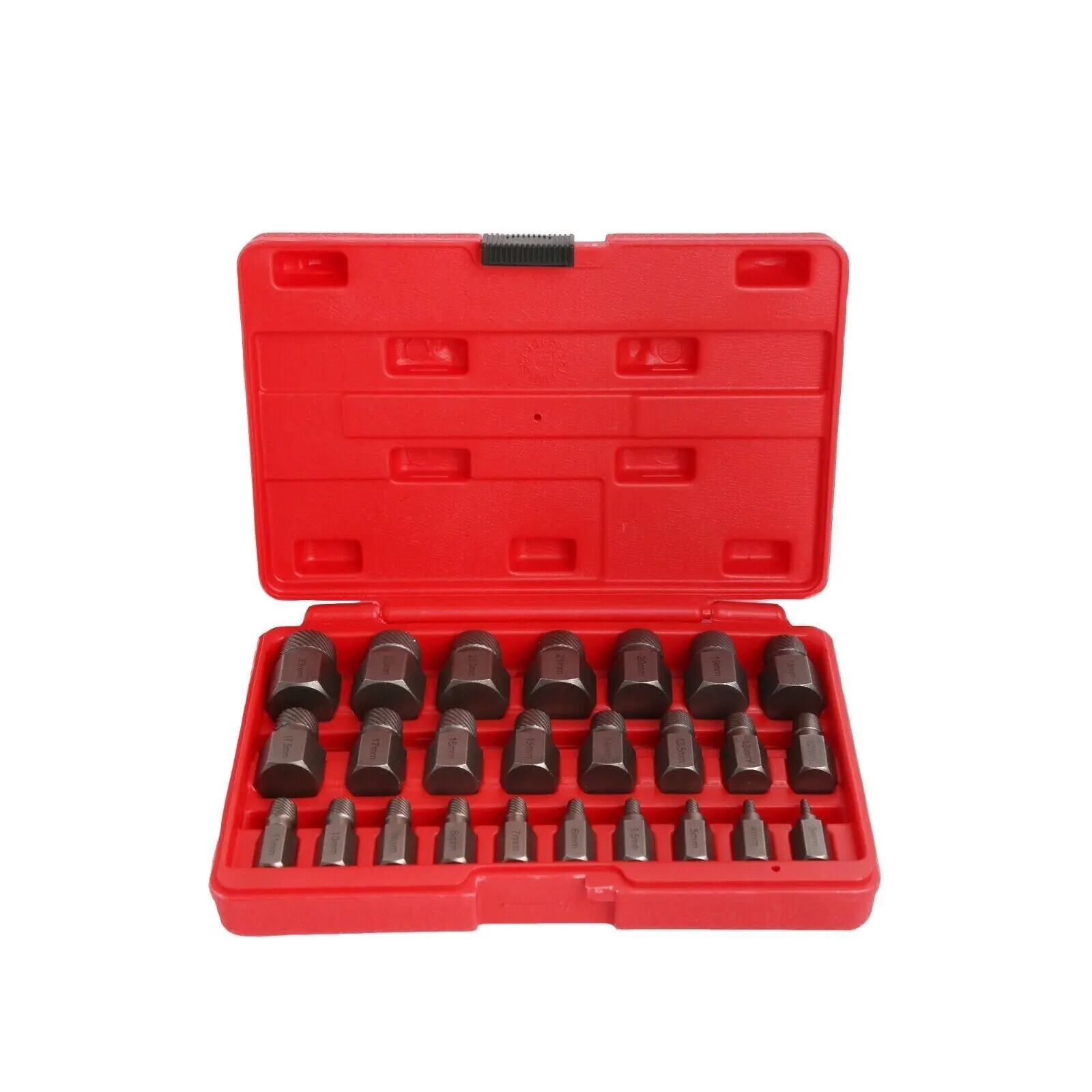 25 Pc Multi-Spline Screw Extractor Set Hex Head Bit Socket Wrench Bolt Remover