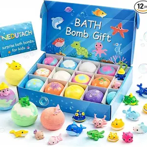 LDSK 12pcs Baths Bombs for Kids with Toys Inside, Surprise Fizzy Bath Bombs, Natural Organic, Easter, Birthday, Halloween, Christmas