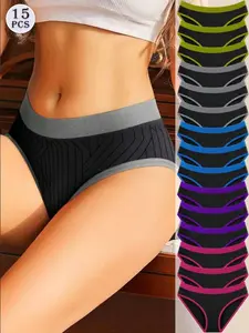 Women's Contrast Binding Panties, Soft Comfy Breathable Knicker for Daily Wear, Underwear for All Seasons, Underwear for Women, Womenswear, Breathable Underpants